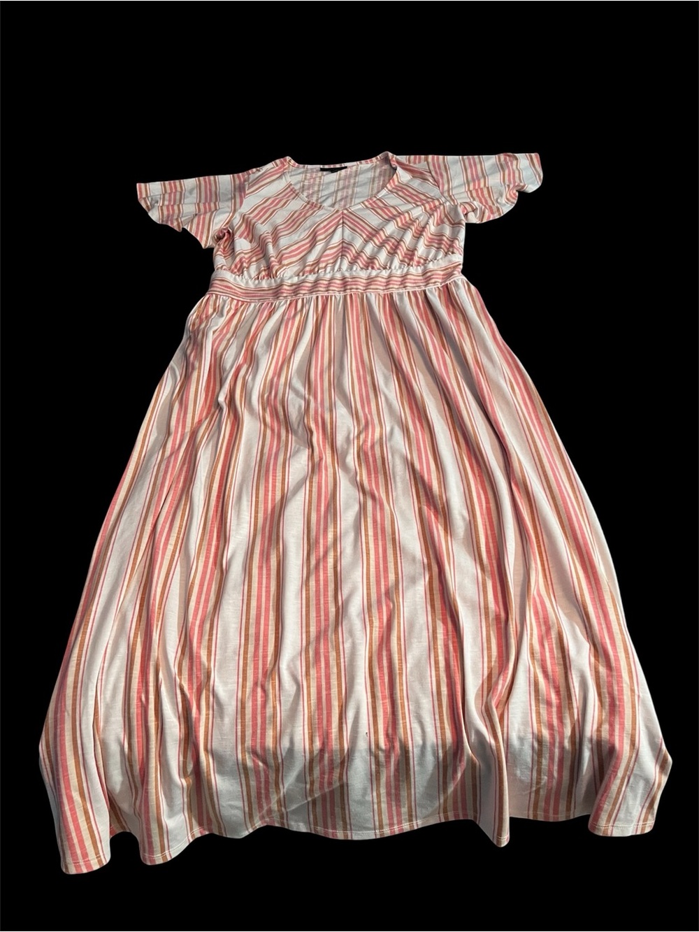 Lane Bryant Pink and Cream Striped Maxi Nightgown